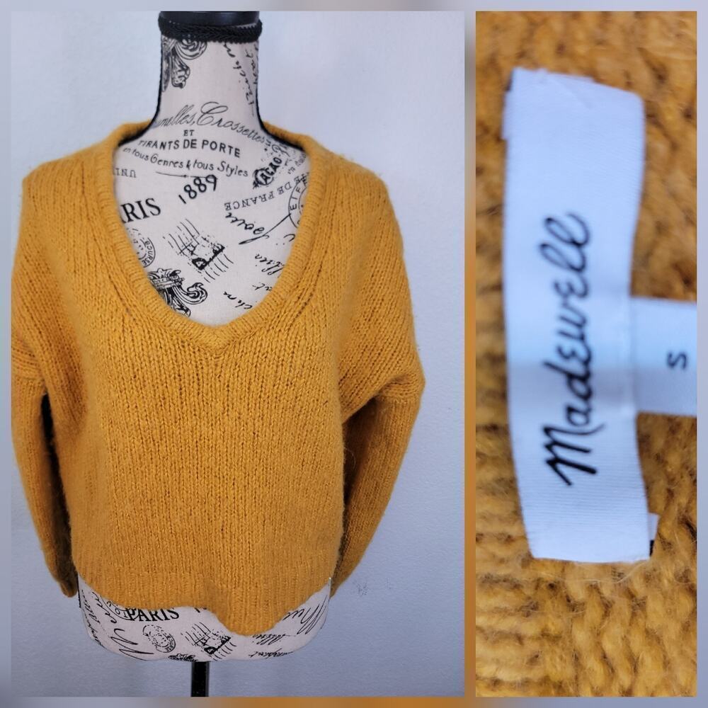 Madewell Sweater Womens Sz Small Ballonn Sleeves Pullover Yellow K3395